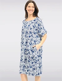Robe Midi Décontractée Froccella à Imprimé Floral Rayé Avec Poches Latérales