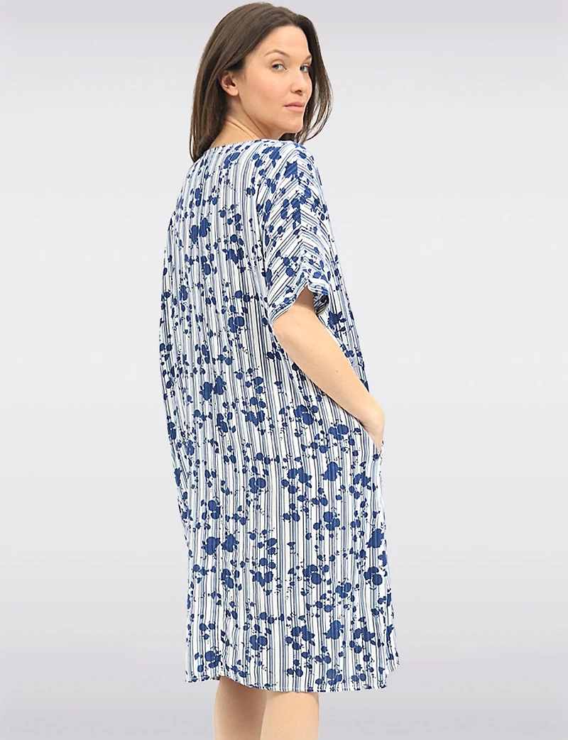 Robe Midi Décontractée Froccella à Imprimé Floral Rayé Avec Poches Latérales