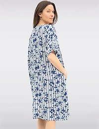 Robe Midi Décontractée Froccella à Imprimé Floral Rayé Avec Poches Latérales