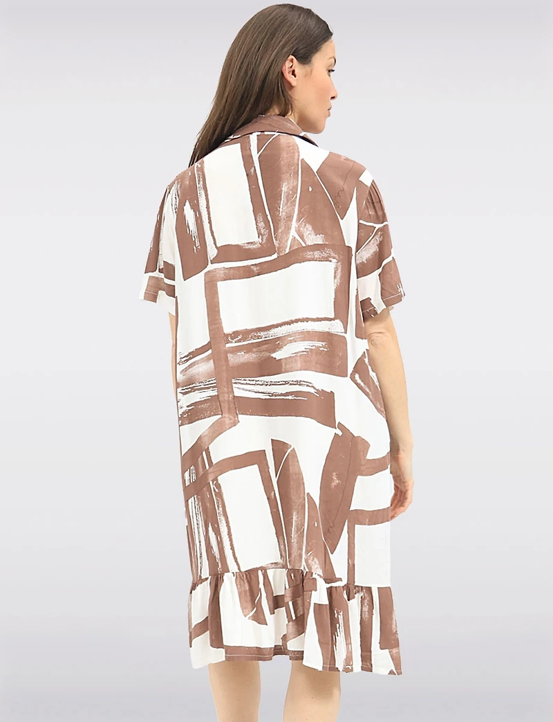 Robe Chemise Midi Froccella à Imprimé Abstrait Avec Manches Courtes & Poches