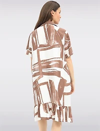 Robe Chemise Midi Froccella à Imprimé Abstrait Avec Manches Courtes & Poches