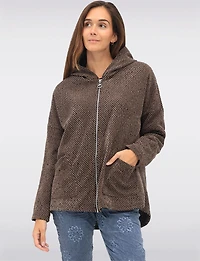 Sweat Polyvalent à Capuche Zippée en Chenille avec Poches Plaquées par Froccella