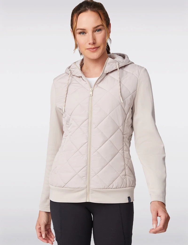 Veste Matelassée Hybride avec Capuche - Coupe Cintrée Courte par Free Country