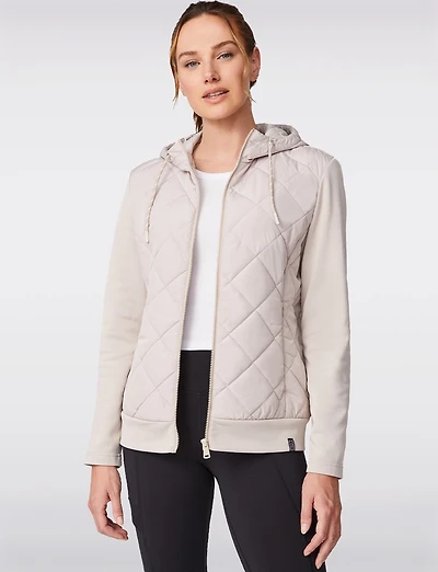 Veste Matelassée Hybride avec Capuche - Coupe Cintrée Courte par Free Country