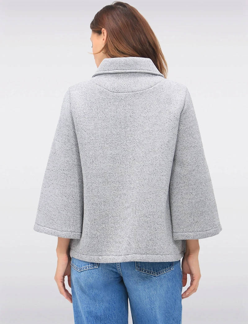 Manteau Court Évasé Chic en Scuba Extensible À Manches Évasées 3/4 par Froccella