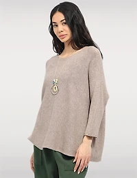 Pull en Tricot à Manches Longues Col Rond avec Collier par Froccella