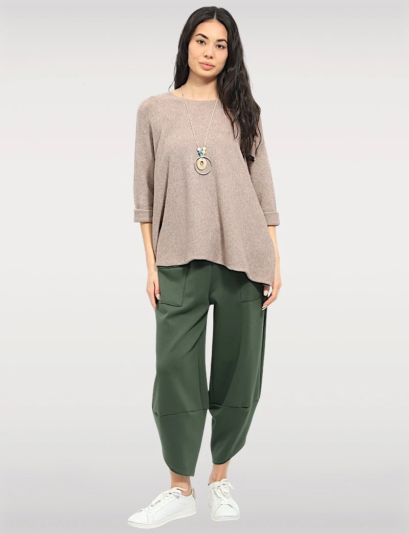Pull en Tricot à Manches Longues Col Rond avec Collier par Froccella