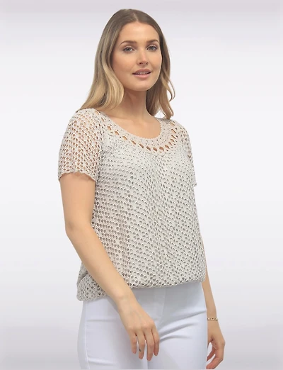 Haut En Maille Crochet Manches Courtes à Col Rond par Froccella