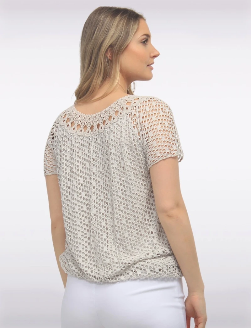 Haut En Maille Crochet Manches Courtes à Col Rond par Froccella