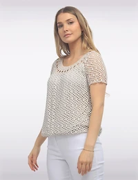 Haut En Maille Crochet Manches Courtes à Col Rond par Froccella