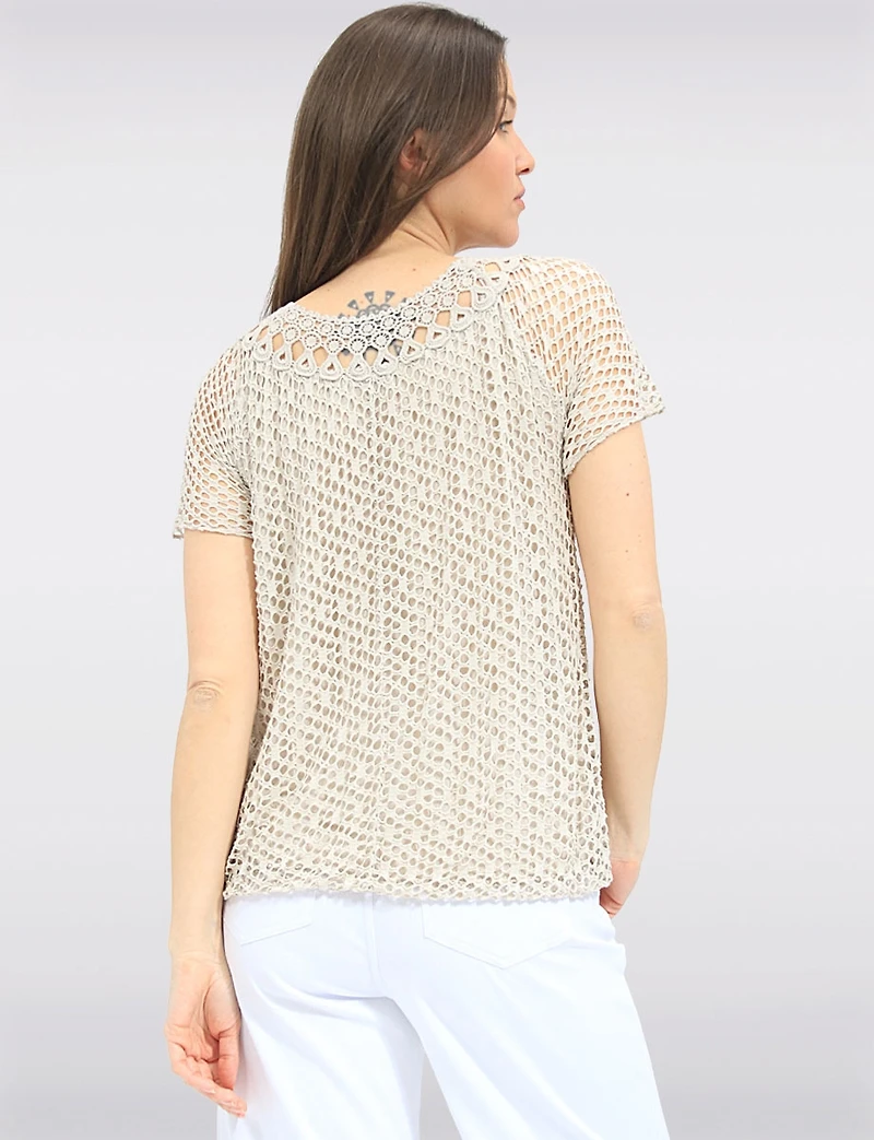 Haut En Maille Crochet Manches Courtes à Col Rond par Froccella