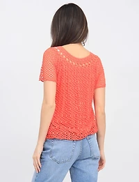 Haut En Maille Crochet Manches Courtes à Col Rond par Froccella