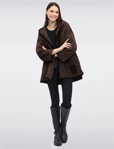 Veste Court Ample Longue Ultra-légère À Capuche & Cordon en Ruban par Froccella