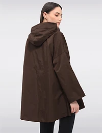 Veste Court Ample Longue Ultra-légère À Capuche & Cordon en Ruban par Froccella