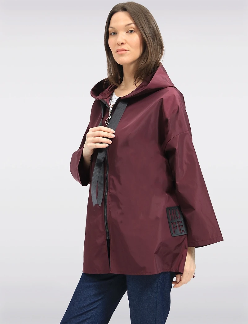 Veste Court Ample Longue Ultra-légère À Capuche & Cordon en Ruban par Froccella