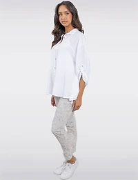 Chemise Légère Froissée Fluide À Boutons Avec Manches Ajustables Par Froccella