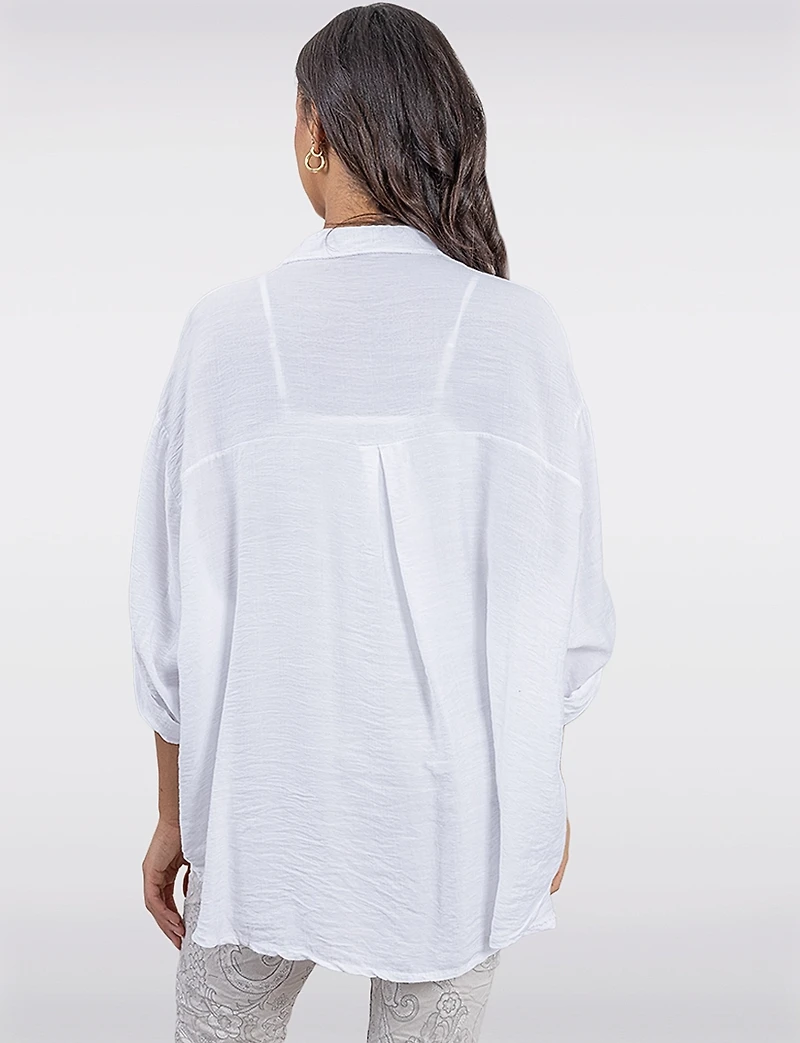 Chemise Légère Froissée Fluide À Boutons Avec Manches Ajustables Par Froccella