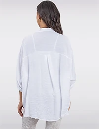 Chemise Légère Froissée Fluide À Boutons Avec Manches Ajustables Par Froccella