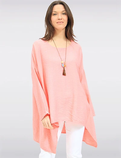 Tunique Froissée à Ourlet Asymétrique Manches Longues et Collier par Froccella