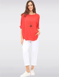 Pantalon Décontracté Stretch Avec Taille Élastique à 4-Poches par Froccella