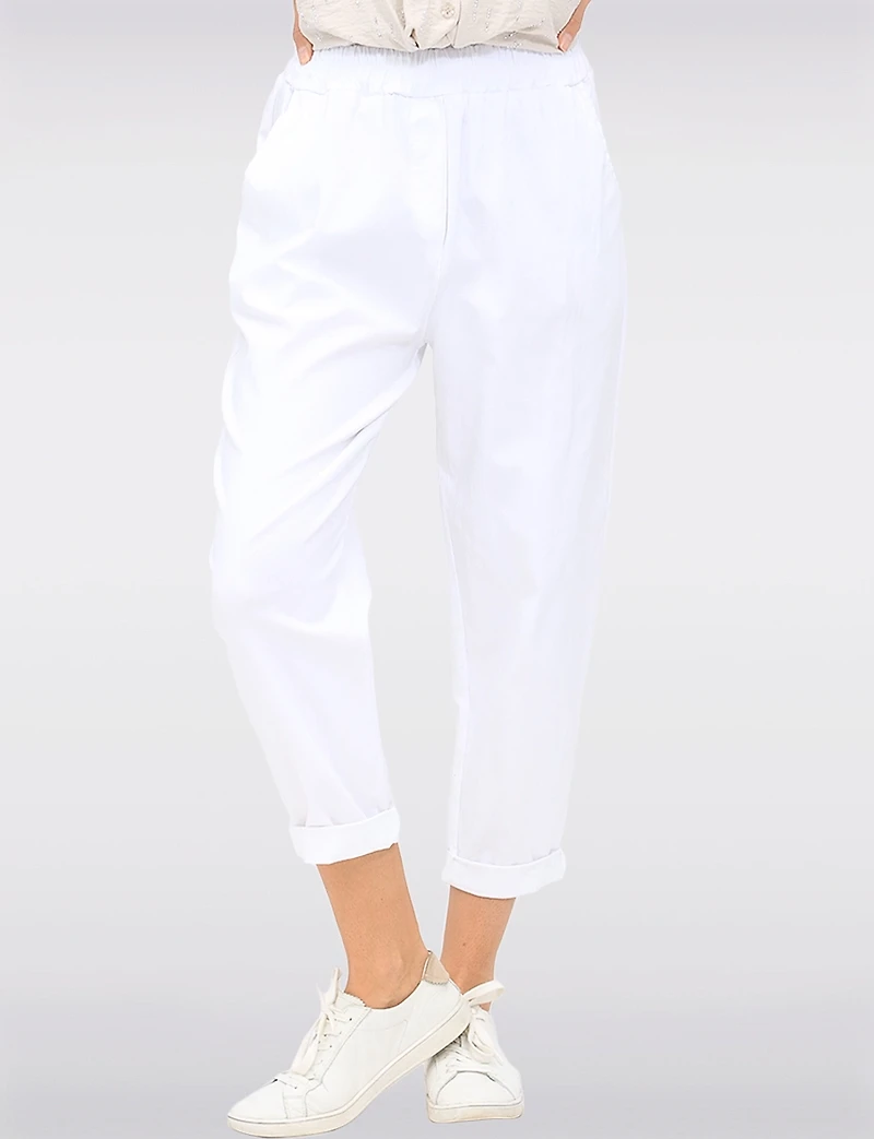 Pantalon Décontracté Stretch Avec Taille Élastique à 4-Poches par Froccella