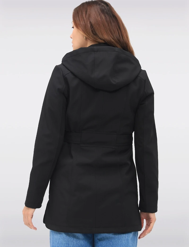 Trench à Capuche Végan Résistant L'Eau Ceinturé Double Boutonnage par Sebby