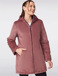 Manteau Matelassé Réversible avec Capuche en Fausse Fourrure par Free Country