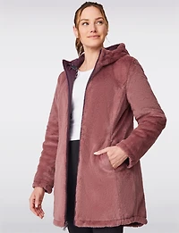 Manteau Matelassé Réversible avec Capuche en Fausse Fourrure par Free Country