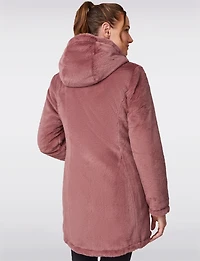 Manteau Matelassé Réversible avec Capuche en Fausse Fourrure par Free Country