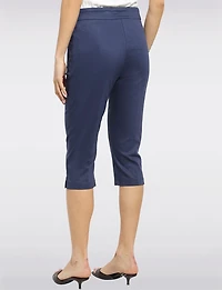 Pantalon Capri Extensible à Taille Élastique avec Poches -Coupe Ajusté par Perle