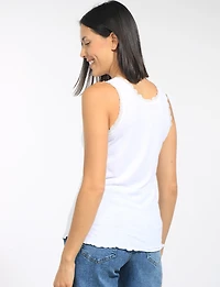 Camisole Ajustée En Tricot De Coton Léger Avec Bordure Dentelle Par Froccella