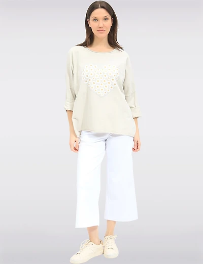 Haut à Manches Longues Motif Cœur | Ourlet Asymétrique par Froccella