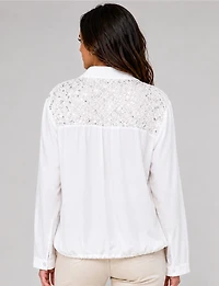 Chemise à Boutons Coupe Ample, Poche Paillettes et Ourlet Cordon Froccella