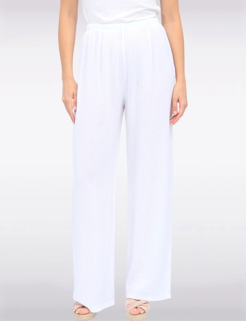 Pantalon Décontracté à Jambe Large en Mélange Coton-Lin par Froccella