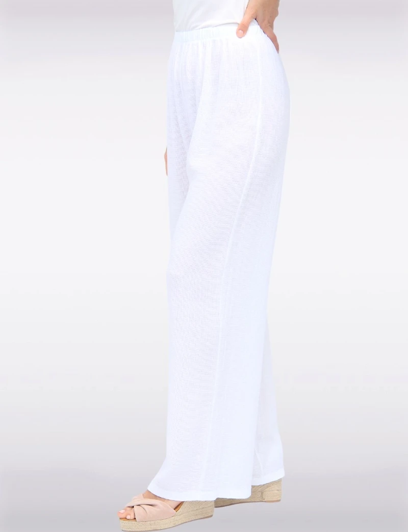 Pantalon Décontracté à Jambe Large en Mélange Coton-Lin par Froccella