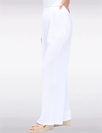 Pantalon Décontracté à Jambe Large en Mélange Coton-Lin par Froccella