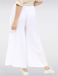 Pantalon Large Décontracté en Lin Avec Poches  Boutons par Froccella