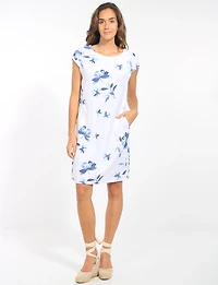 Robe Midi Élégante Imprimé Floral en Mélange de Lin Léger par Froccella