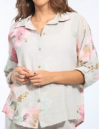 Chemise Boutonnée Manches Longues Coupe Ample Motif Floral par Froccella