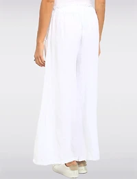 Pantalon en Lin Coupe Ample à Taille Haute Jambe Large avec Poches par Froccella