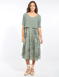 Tenue Deux Pièces Robe À Fleurs Doublé De Coton Et Ourlet Arrondi Par Froccella