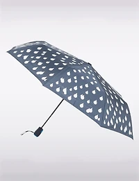 Parapluie Compact À Motif De Gouttes Aux Couleurs Changeantes & Étui Assorti