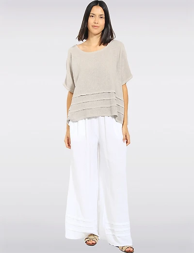 Pantalon Décontracté en Lin-Coton à Taille Haute et Jambe Large par Froccella