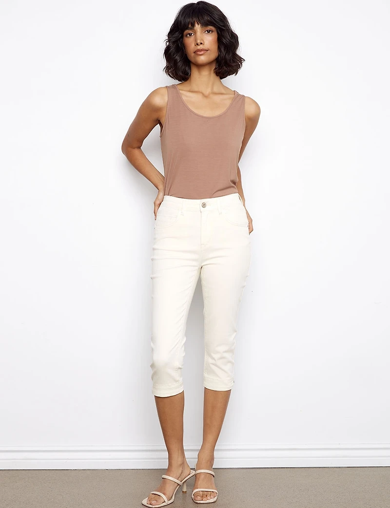 Capris Extensible Polyvalent En Sergé Longueur Genou Avec 5-Poches par Charlie B