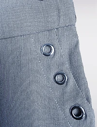 Capri Bleu Rayé Coupe Ajustée Extensible avec Détails Œillets et Fentes au Bas