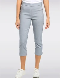 Capri Bleu Rayé Coupe Ajustée Extensible avec Détails Œillets et Fentes au Bas