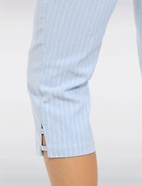 Capri Bleu Rayé Coupe Ajustée  Extensible à Deux Poches et Fentes au Bas