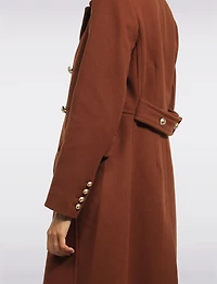 Manteau Mi-long Double Boutonnage Laine Mélangée & Boutons Dorés De Kenneth Cole