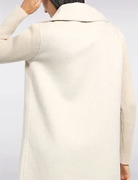 Manteau Droit Boutonnage Caché Laine Mélangée & Manches Tricotées-Kenneth Cole