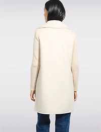 Manteau Droit Boutonnage Caché Laine Mélangée & Manches Tricotées-Kenneth Cole